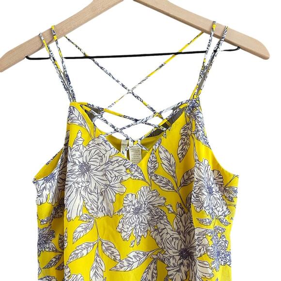 Japna Yellow Floral Spaghetti Strap Flowy Tank Top Medium - Picture 2 of 6